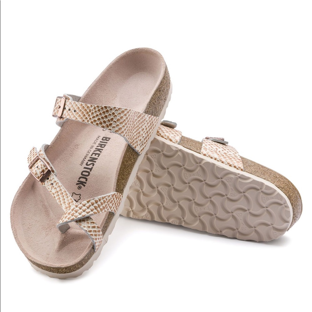 BIRKENSTOCK MAYARI LEATHER Mermaid Cream Snake - Picture 2 of 9